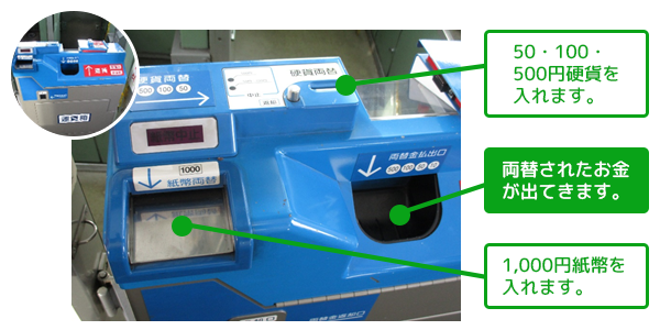 車内で両替の方法