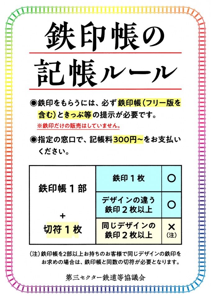 鉄印帳の記帳ルールWEB